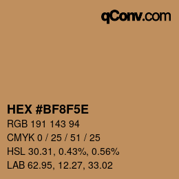 Color code: HEX #BF8F5E | qconv.com