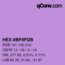 颜色代码: HEX #BF8FDB | qconv.com