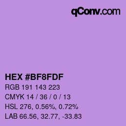 カラーコード: HEX #BF8FDF | qconv.com