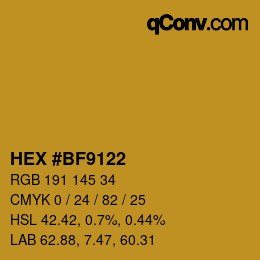 Color code: HEX #BF9122 | qconv.com