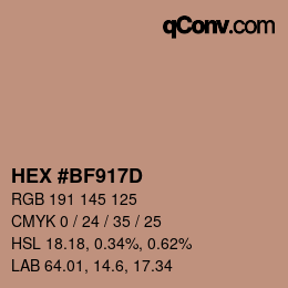 Color code: HEX #BF917D | qconv.com