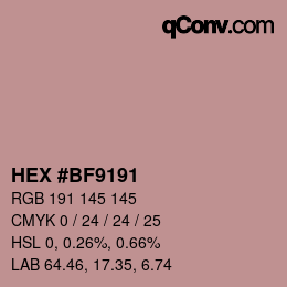 Farbcode: HEX #BF9191 | qconv.com