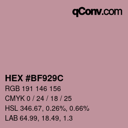颜色代码: HEX #BF929C | qconv.com