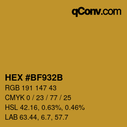 Color code: HEX #BF932B | qconv.com