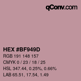 颜色代码: HEX #BF949D | qconv.com