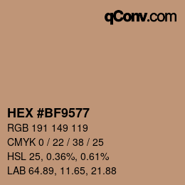 カラーコード: HEX #BF9577 | qconv.com