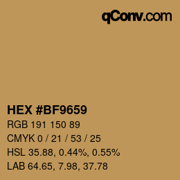 颜色代码: HEX #BF9659 | qconv.com