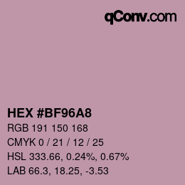 颜色代码: HEX #BF96A8 | qconv.com