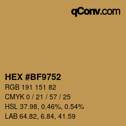 Color code: HEX #BF9752 | qconv.com