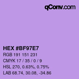Color code: HEX #BF97E7 | qconv.com