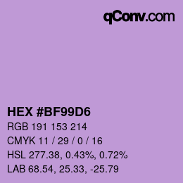 Color code: HEX #BF99D6 | qconv.com