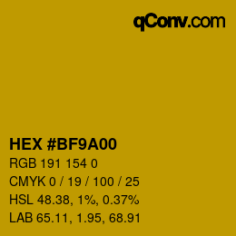 Color code: HEX #BF9A00 | qconv.com