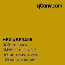 Color code: HEX #BF9A06 | qconv.com
