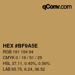 Farbcode: HEX #BF9A5E | qconv.com