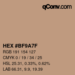 颜色代码: HEX #BF9A7F | qconv.com