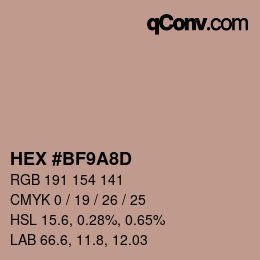 カラーコード: HEX #BF9A8D | qconv.com