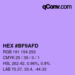 カラーコード: HEX #BF9AFD | qconv.com