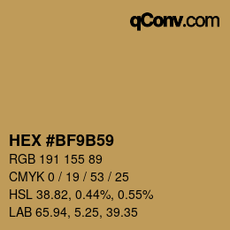 Farbcode: HEX #BF9B59 | qconv.com