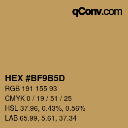 カラーコード: HEX #BF9B5D | qconv.com