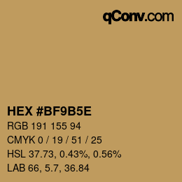 Farbcode: HEX #BF9B5E | qconv.com