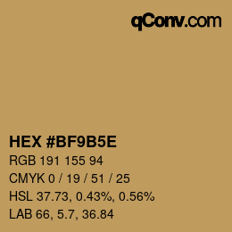 Code couleur: HEX #BF9B5E | qconv.com