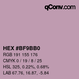颜色代码: HEX #BF9BB0 | qconv.com