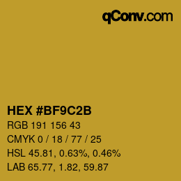 Color code: HEX #BF9C2B | qconv.com