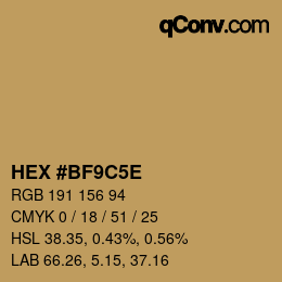 Code couleur: HEX #BF9C5E | qconv.com