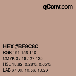Color code: HEX #BF9C8C | qconv.com