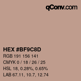 Color code: HEX #BF9C8D | qconv.com