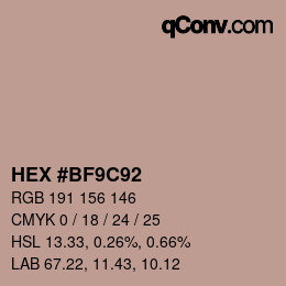 Farbcode: HEX #BF9C92 | qconv.com