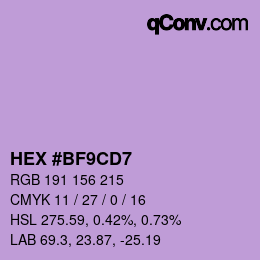 Color code: HEX #BF9CD7 | qconv.com