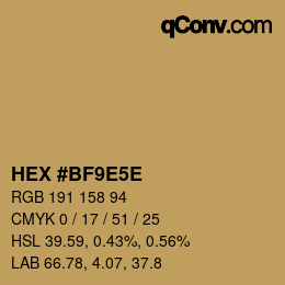 Farbcode: HEX #BF9E5E | qconv.com