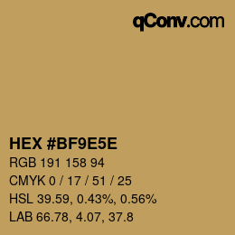 Código de color: HEX #BF9E5E | qconv.com