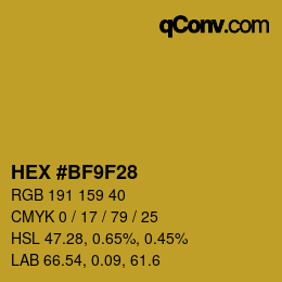 Color code: HEX #BF9F28 | qconv.com
