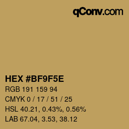 Color code: HEX #BF9F5E | qconv.com