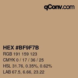 Color code: HEX #BF9F7B | qconv.com