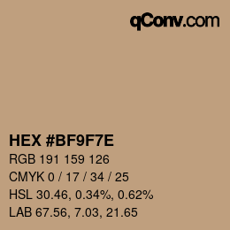 カラーコード: HEX #BF9F7E | qconv.com