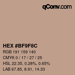 Color code: HEX #BF9F8C | qconv.com