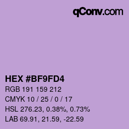 カラーコード: HEX #BF9FD4 | qconv.com