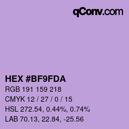 カラーコード: HEX #BF9FDA | qconv.com