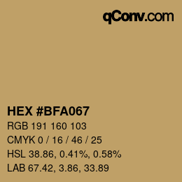 Color code: HEX #BFA067 | qconv.com
