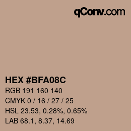 Color code: HEX #BFA08C | qconv.com