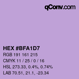 カラーコード: HEX #BFA1D7 | qconv.com