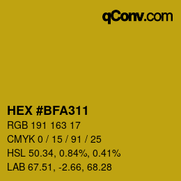 Color code: HEX #BFA311 | qconv.com