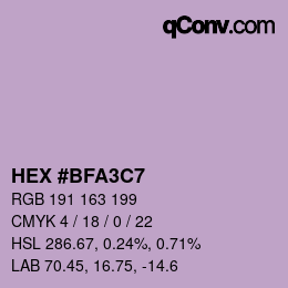 Color code: HEX #BFA3C7 | qconv.com