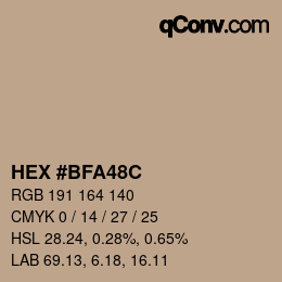 カラーコード: HEX #BFA48C | qconv.com
