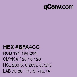 カラーコード: HEX #BFA4CC | qconv.com