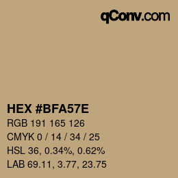 カラーコード: HEX #BFA57E | qconv.com