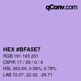 Color code: HEX #BFA5E7 | qconv.com